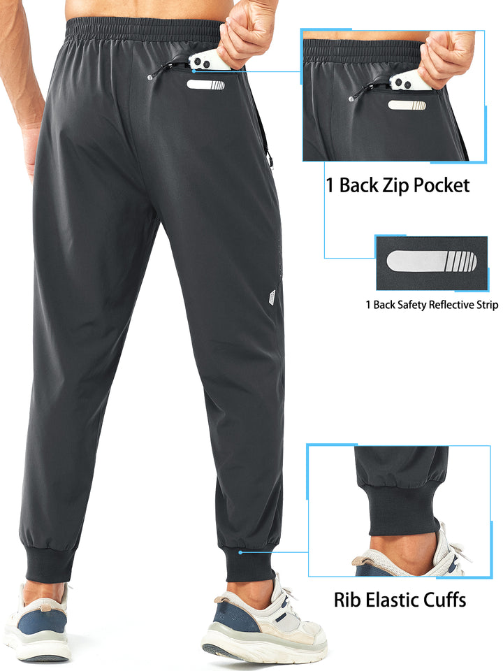 Men's Dark Grey Lightweight Athletic Joggers Gym Workout Sport Pants for Running Pockets