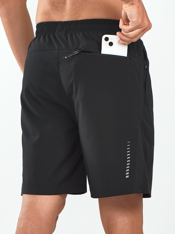 Men's Black Gym Sweat 7" Moisture Wicking Shorts Pockets