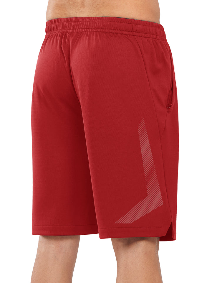 Northyard Men's Red Tennis 10" Long Mesh Shorts with Pockets for Basketball Workout Back