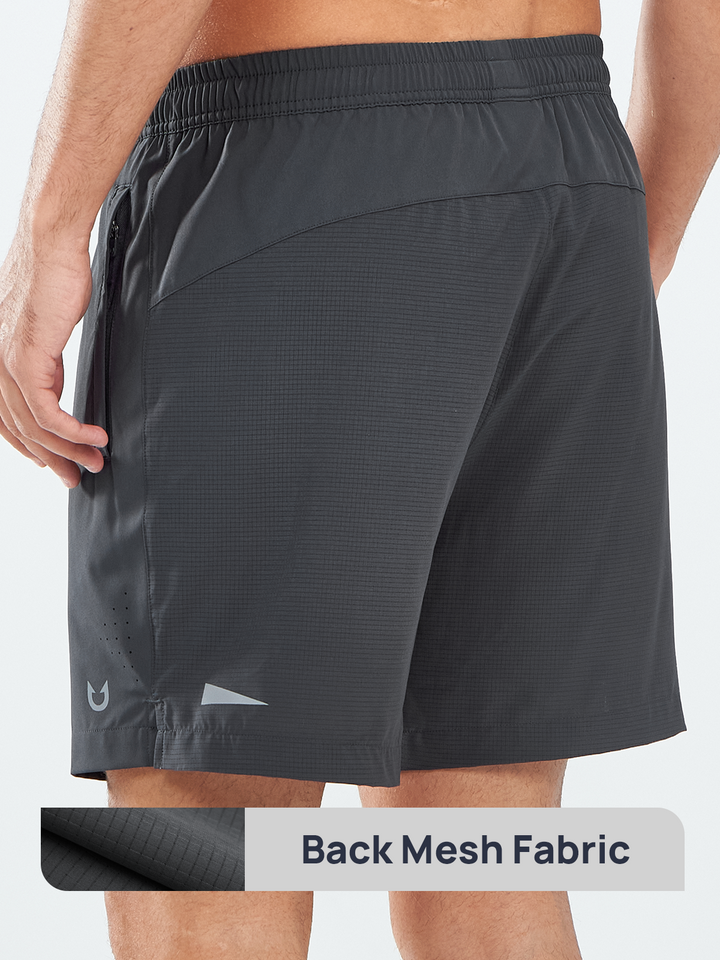 Northyard Men's Dark Grey Breathable 5 inch Running Shorts with Pocket Lightweight for Gym Back