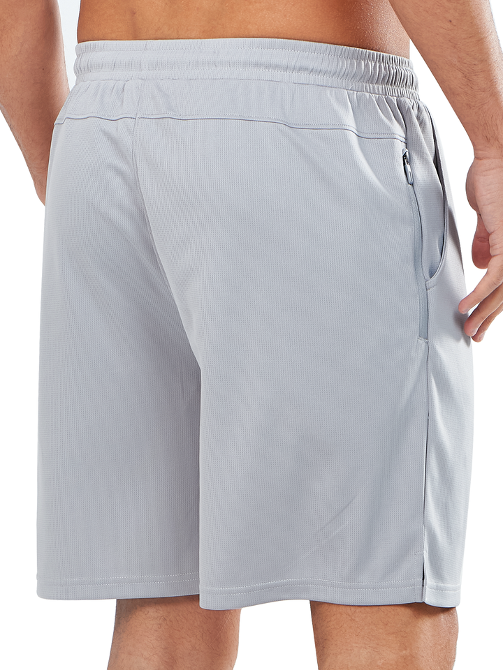 Northyard Men's Light Grey Gym Workout 7 inch Mesh Shorts Quick Dry for Tennis Pickball Run Back