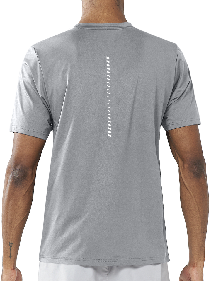 Men's Light Grey Pickleball Workout Sweat T-Shirts Moisture Wicking for Gym Sport Back