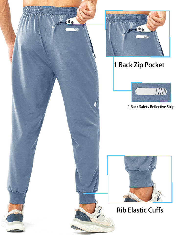 Men's Blue Bell Lightweight Athletic Joggers Gym Workout Sport Pants for Running Pockets