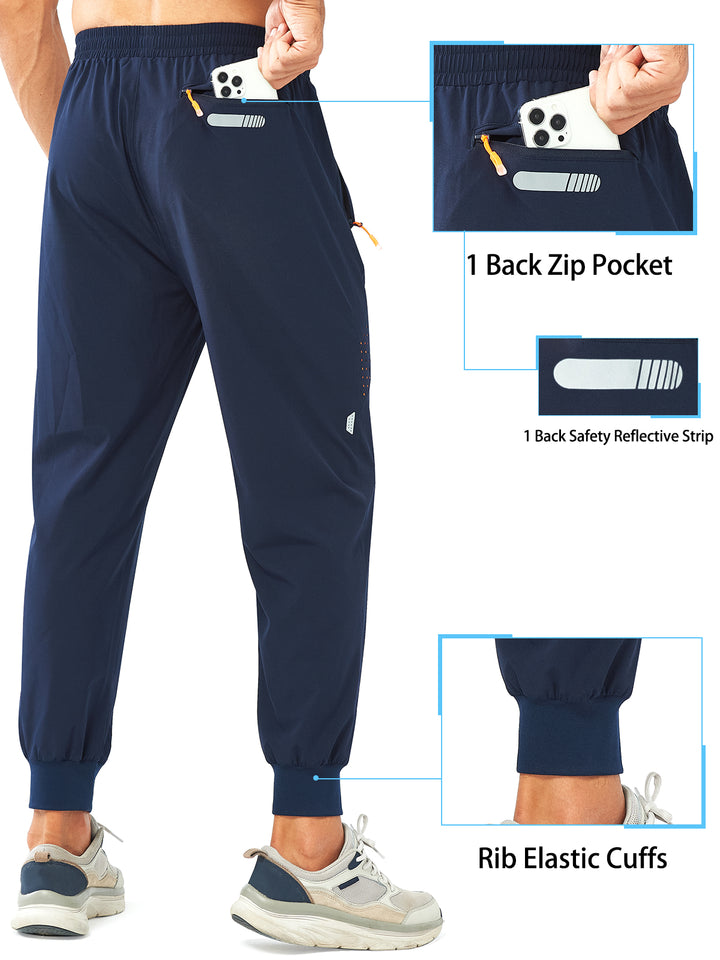 Men's Navy Lightweight Athletic Joggers Gym Workout Sport Pants for Running Pockets