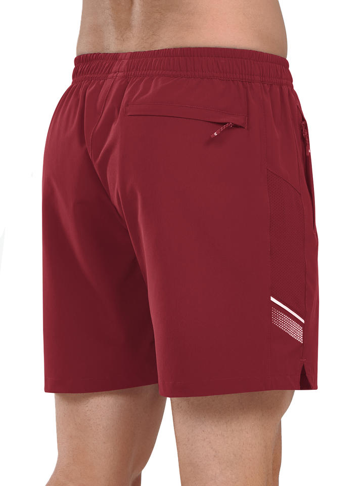 Northyard Men's Wine Athletic 5 Inch Biker Shorts with Pockets Quick Dry for Workout Back