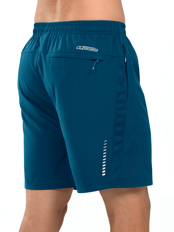 Men's Sea Blue Gym Sweat 7" Moisture Wicking Shorts Pockets