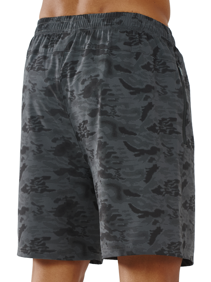 Men's Black Camo Sweat Shorts Back