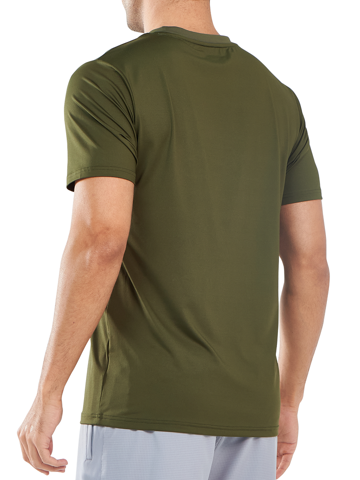 Northyard Men's Army Green Rash Guard T-Shirts Sun Protection UV Short Sleeve for Surf Swim Back