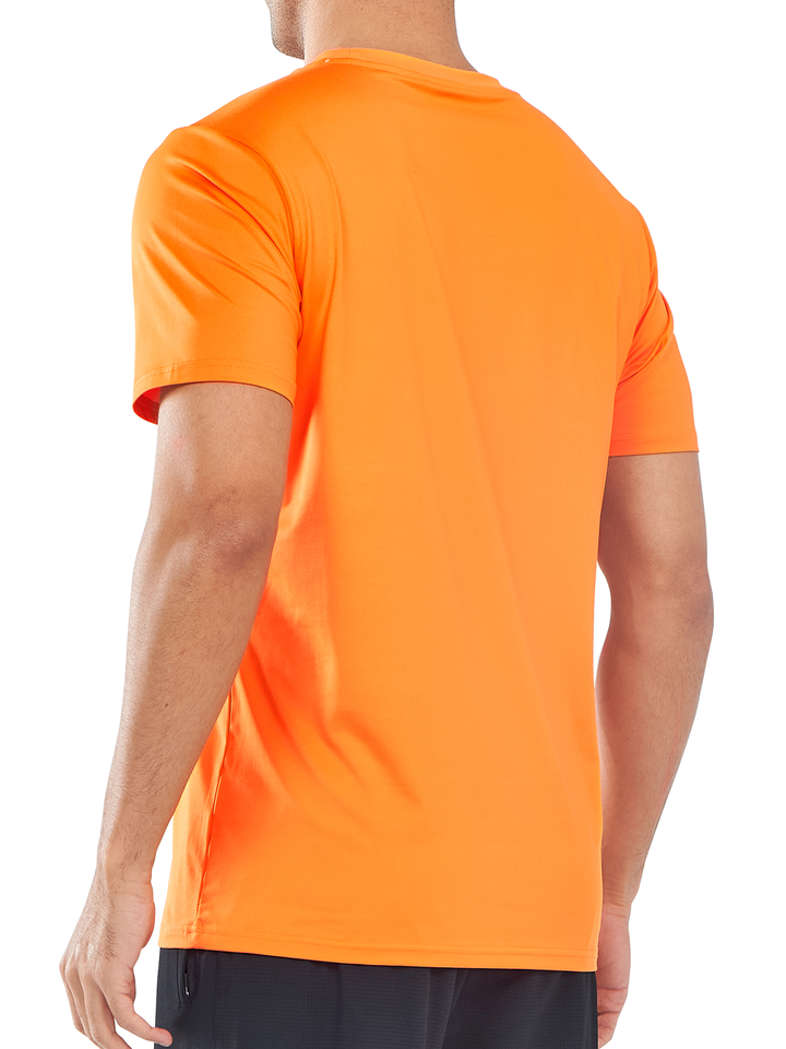 Northyard Men's Orange Rash Guard T-Shirts Sun Protection UV Short Sleeve for Surf Swim Back