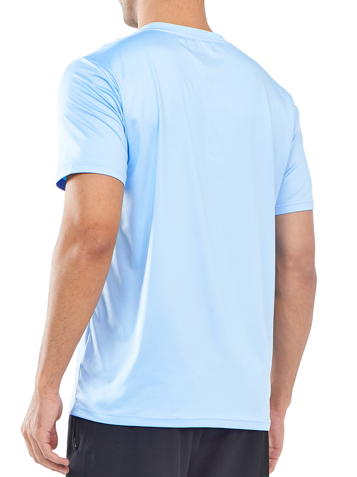 Northyard Men's Sky Blue Rash Guard T-Shirts Sun Protection UV Short Sleeve for Surf Swim Back