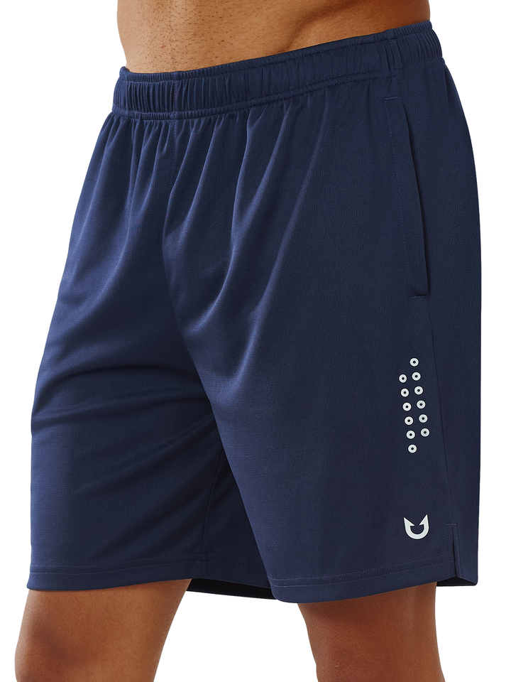 Men's 7-inch Navy Mesh Tennis Sweat Shorts with Pockets Elasticated Waist