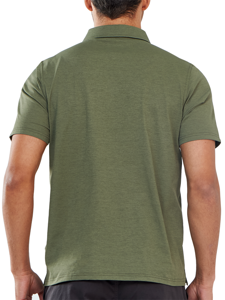 Northyard Men's Army Green Polo Athletic Short Sleeve Shirts Collared Tops for Golf Tennis Back