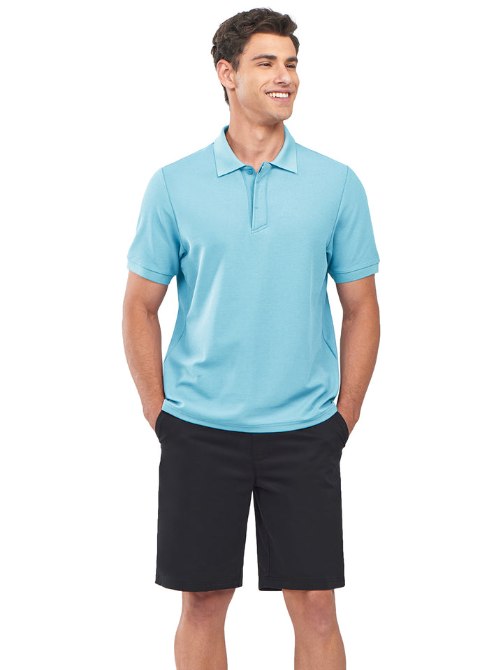 Northyard Men's Sky Blue Cotton Tennis Polo Shirts Golf Pickleball Casual Knitted T-Shirt Front