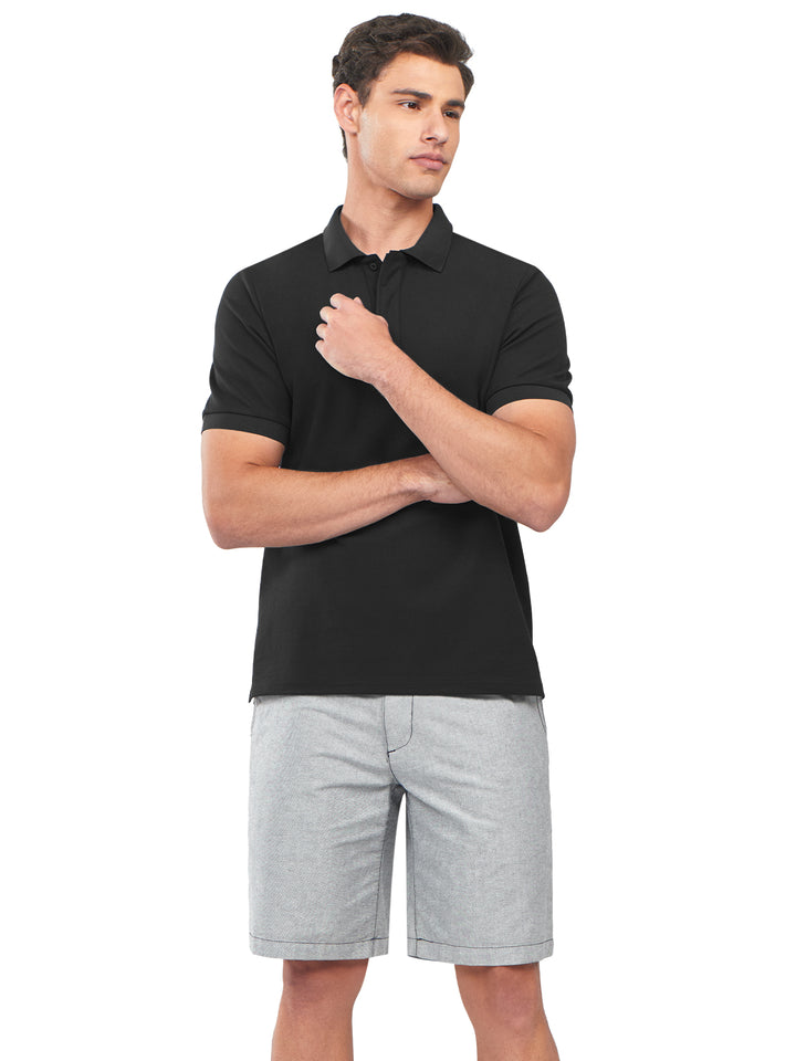 Northyard Men's Black Cotton Tennis Polo Shirts Golf Pickleball Casual Knitted T-Shirt Front