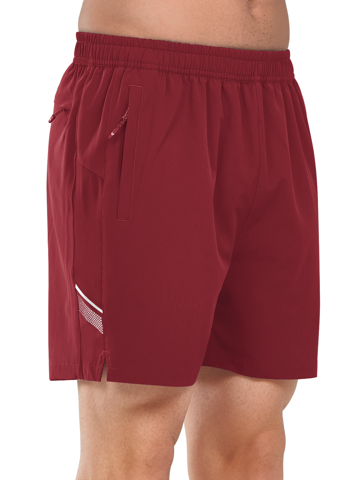 Northyard Men's Wine Athletic 5 Inch Biker Shorts with Pockets Quick Dry for Workout Side