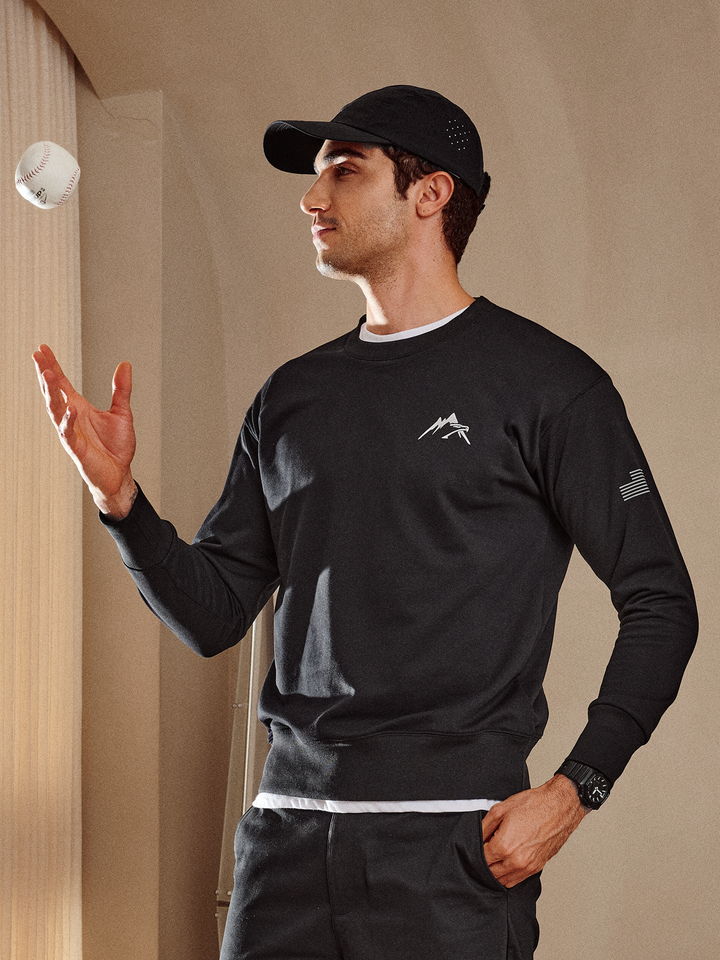 Northyard Men's Black Cotton Long Sleeve Crewneck Golf Sport Fitness Casual Sweatshirt Fashion