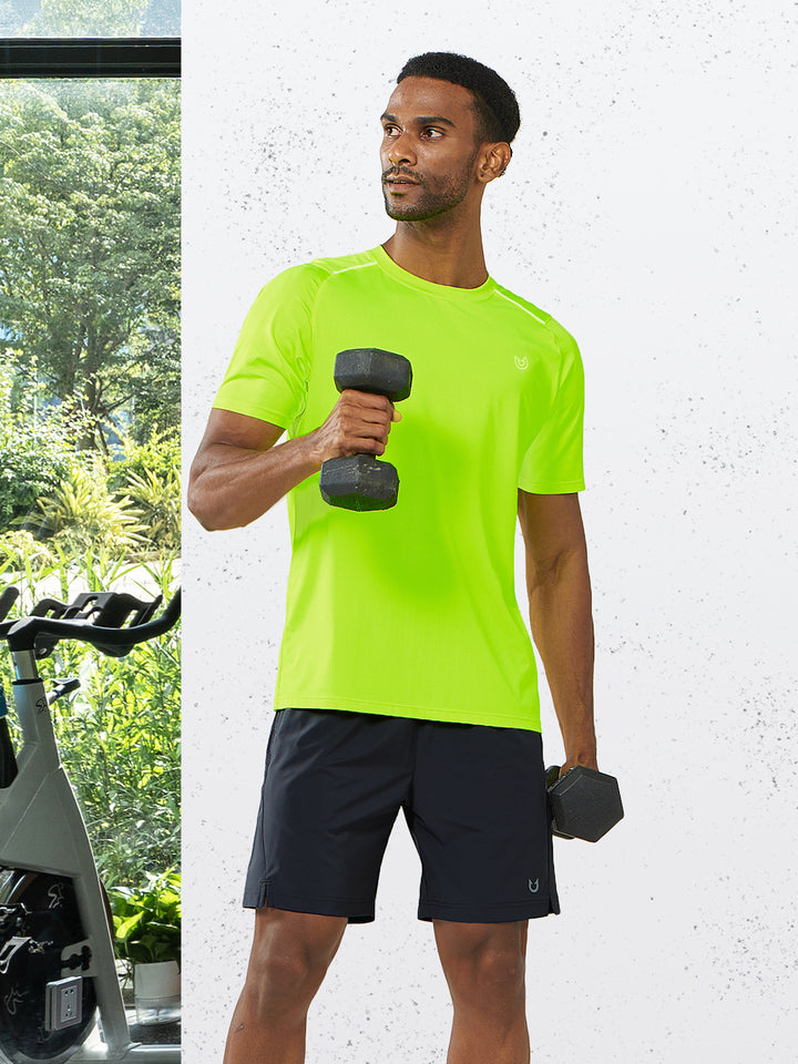 Northyard Men's Neon Green Gym Compression T Shirts Breathable Wicking for Workout Fitness Fashion