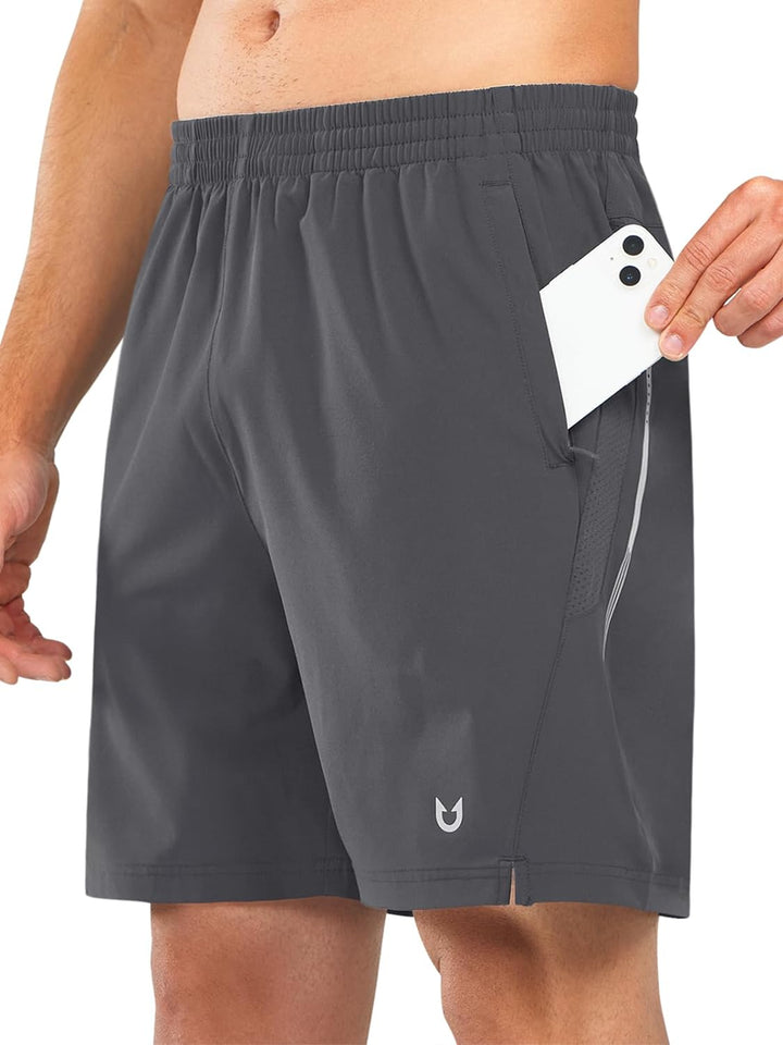 Men's Dark Grey Lounge Athletic Workout 7 inch Shorts