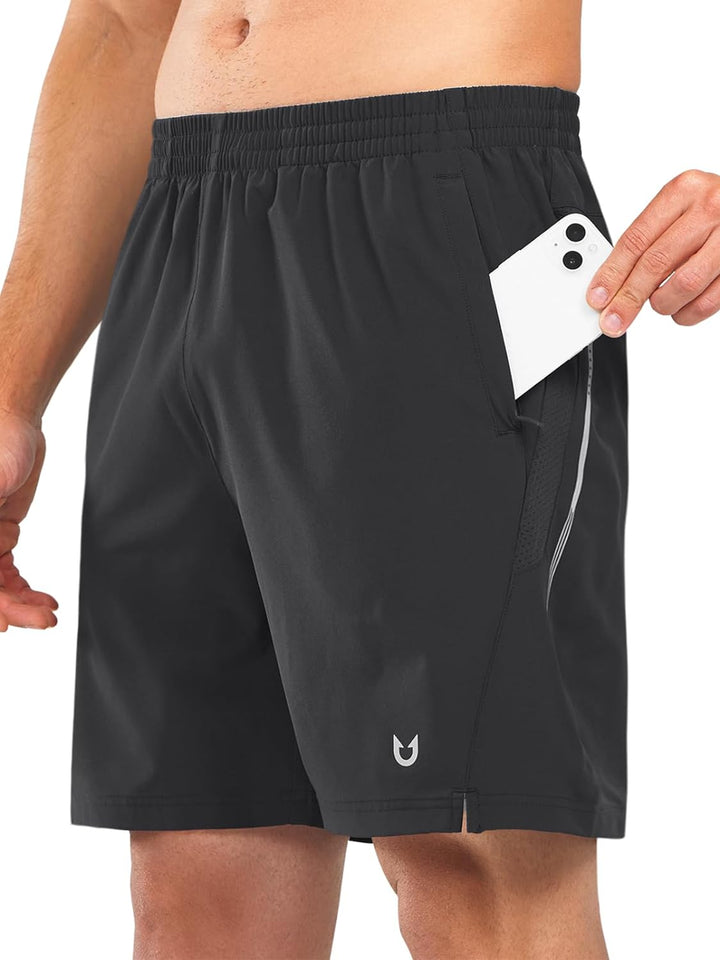 Men's Black Lounge Athletic Workout 7 inch Shorts