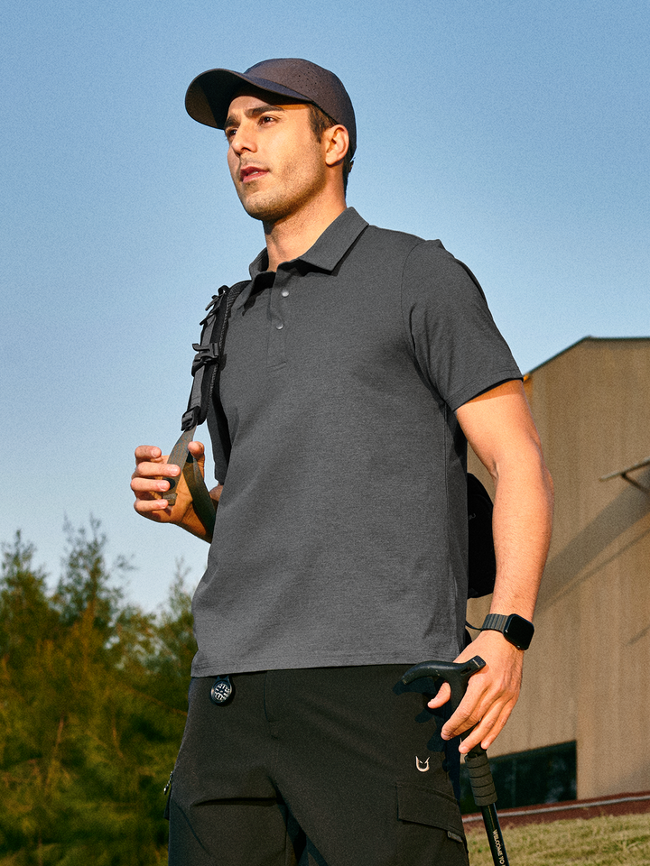 Northyard Men's Dark Grey Polo Athletic Short Sleeve Shirts Collared Tops for Golf Tennis Fashion