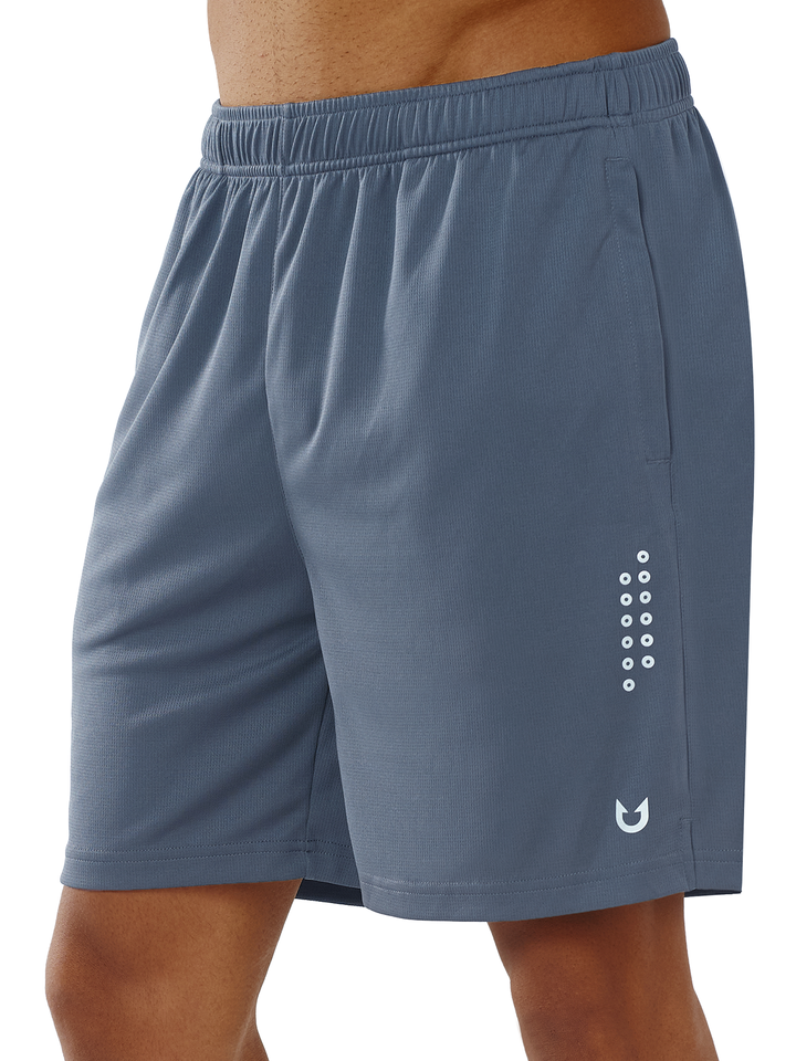 Men's 7-inch Cool Grey Mesh Tennis Sweat Shorts with Pockets Elasticated Waist