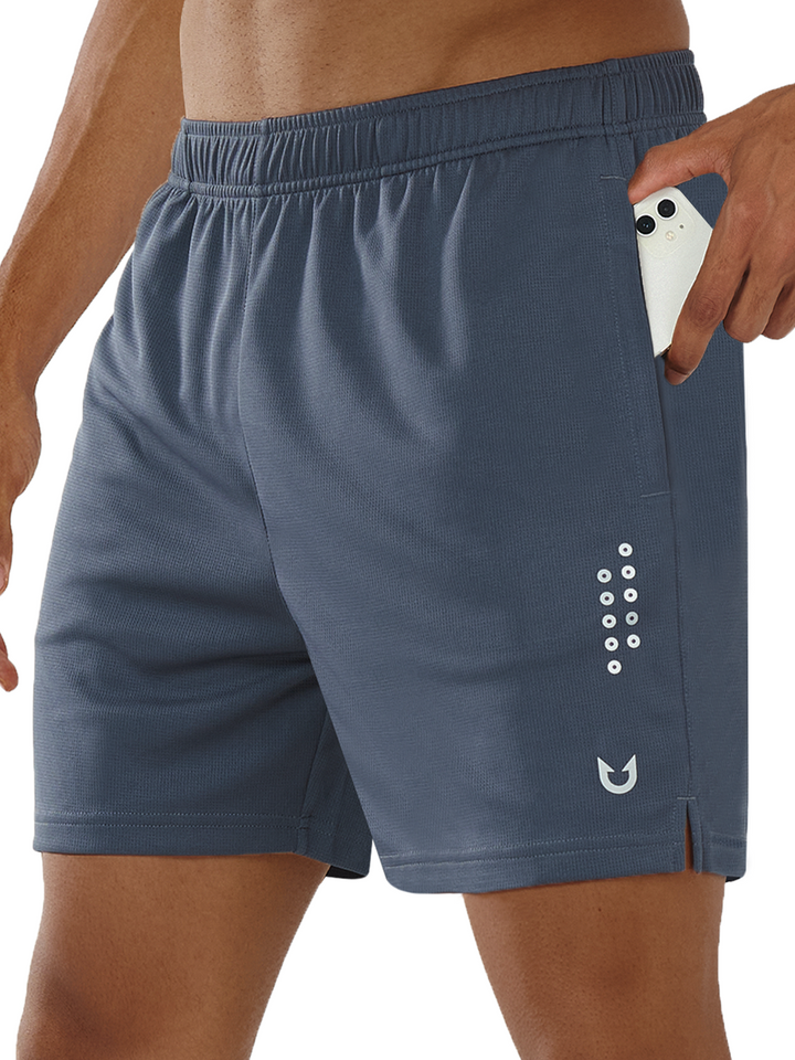 Mens 5 Inch Gym Running Shorts With Phone Pocket Quick Dry Mesh Shorts Cool Grey