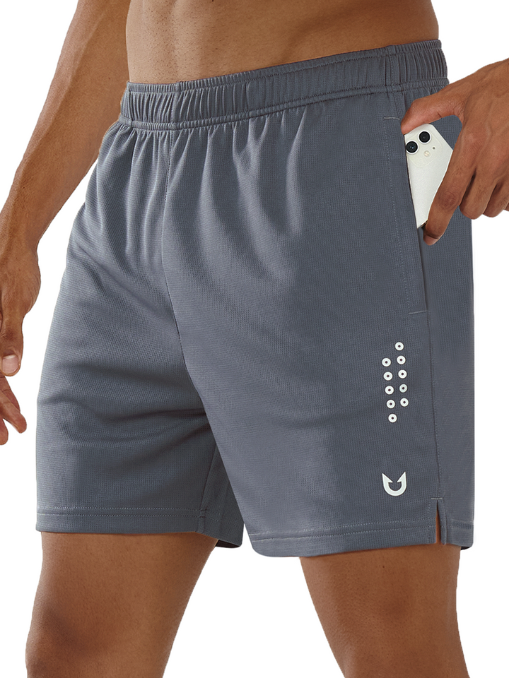 Mens 5 Inch Gym Running Shorts With Phone Pocket Quick Dry Mesh Shorts Smoke Grey