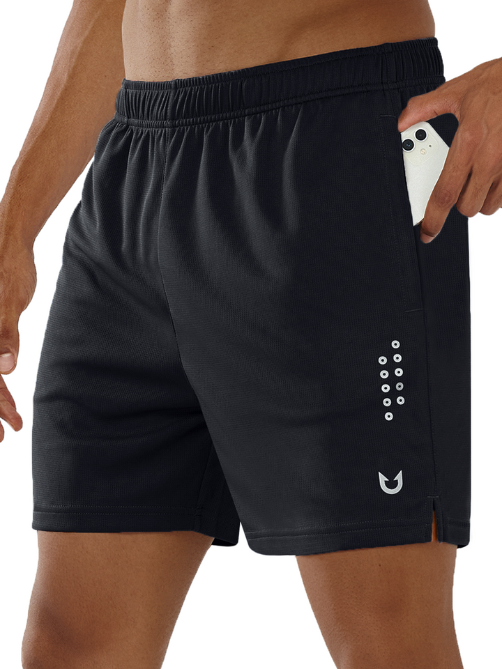 Mens 5 Inch Gym Running Shorts With Phone Pocket Quick Dry Mesh Shorts Black