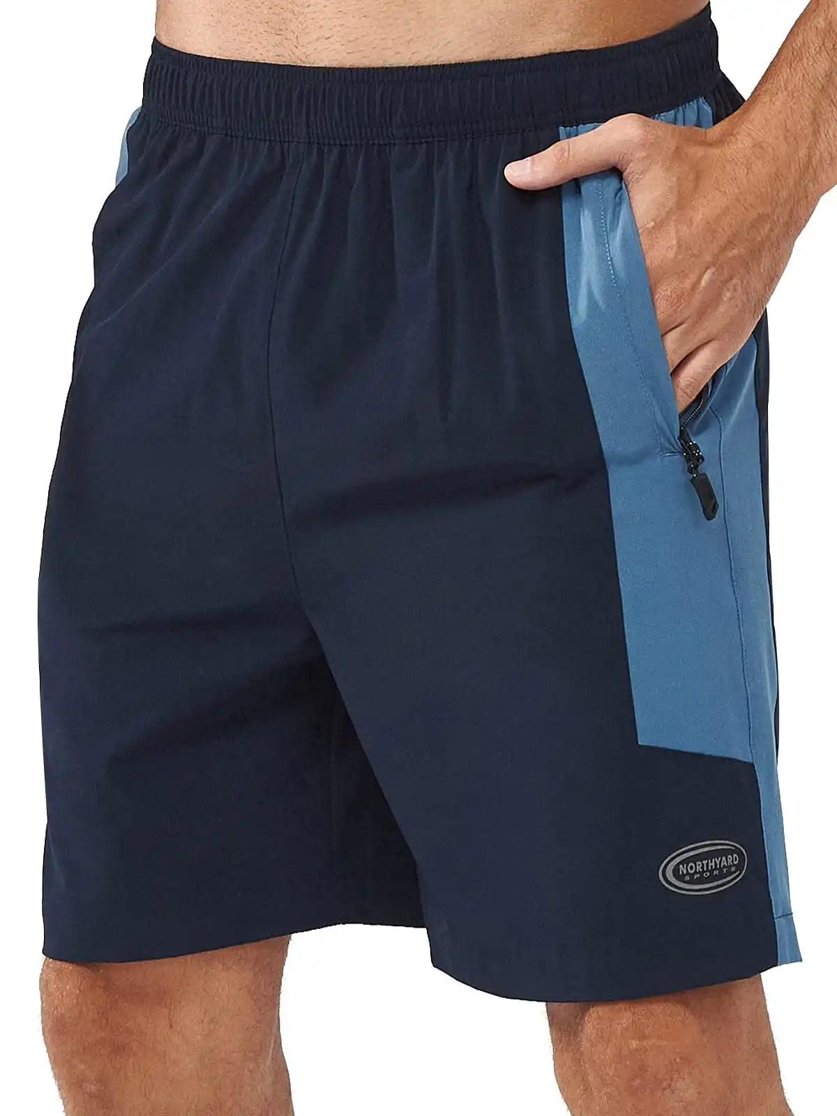 Men's 7" Athletic Shorts Zip Pockets Navy