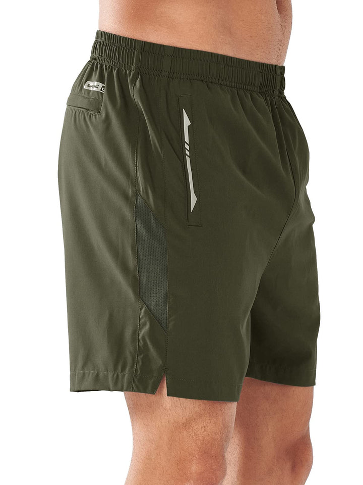 Men’s Army Green 5 Inch Inseam Sweat Shorts Side