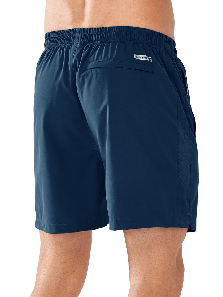 Men’s Sea Blue 5 Inch Inseam Sweat Shorts Back