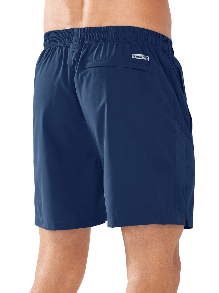 Men’s Dark Blue 5 Inch Inseam Sweat Shorts Back