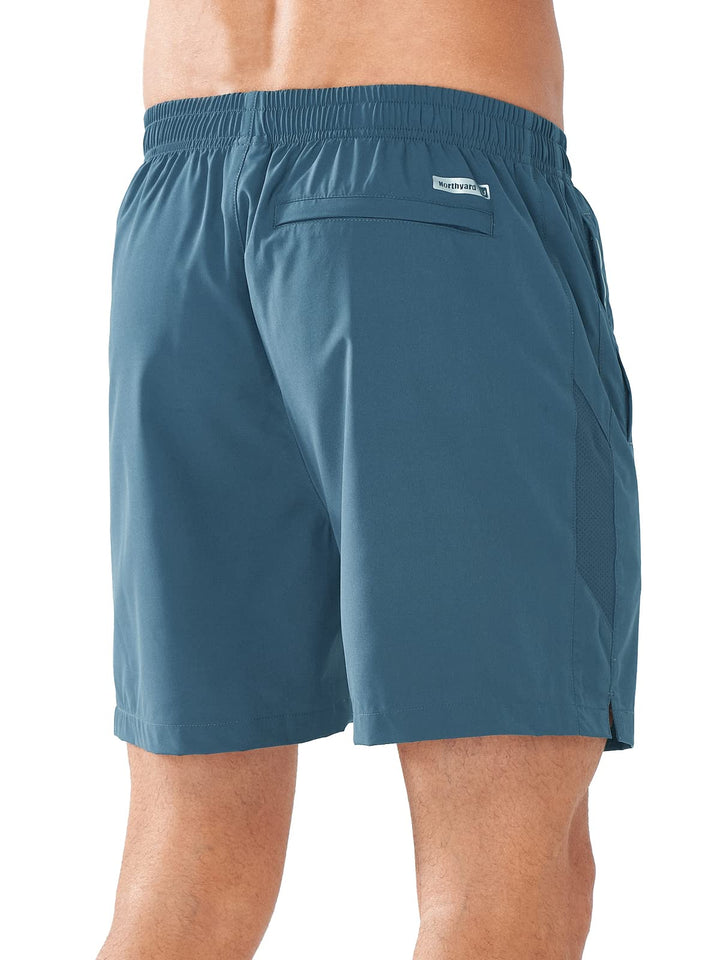 Men’s Grey Blue 5 Inch Inseam Sweat Shorts Back