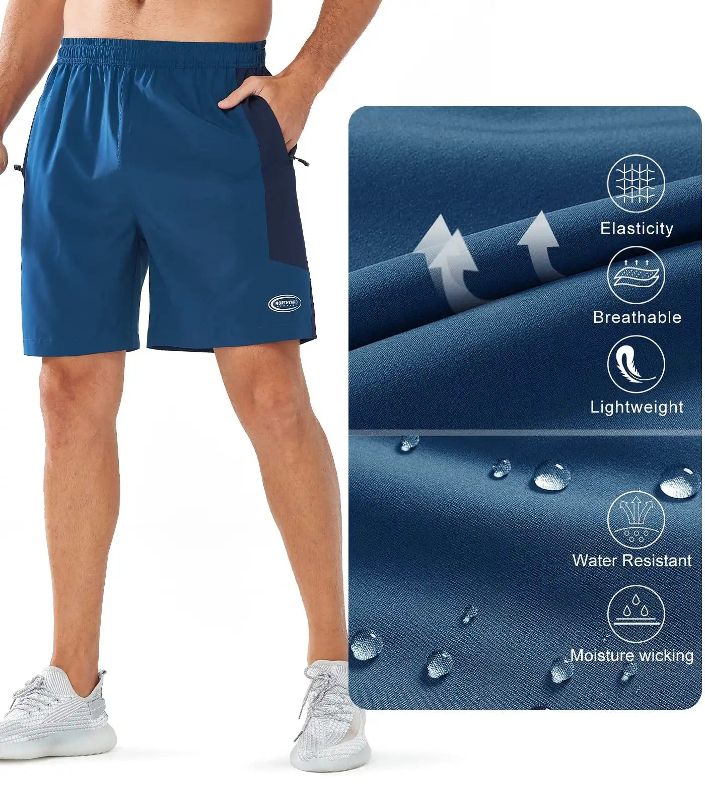 Men's 7" Athletic Shorts Zip Pockets Fabric