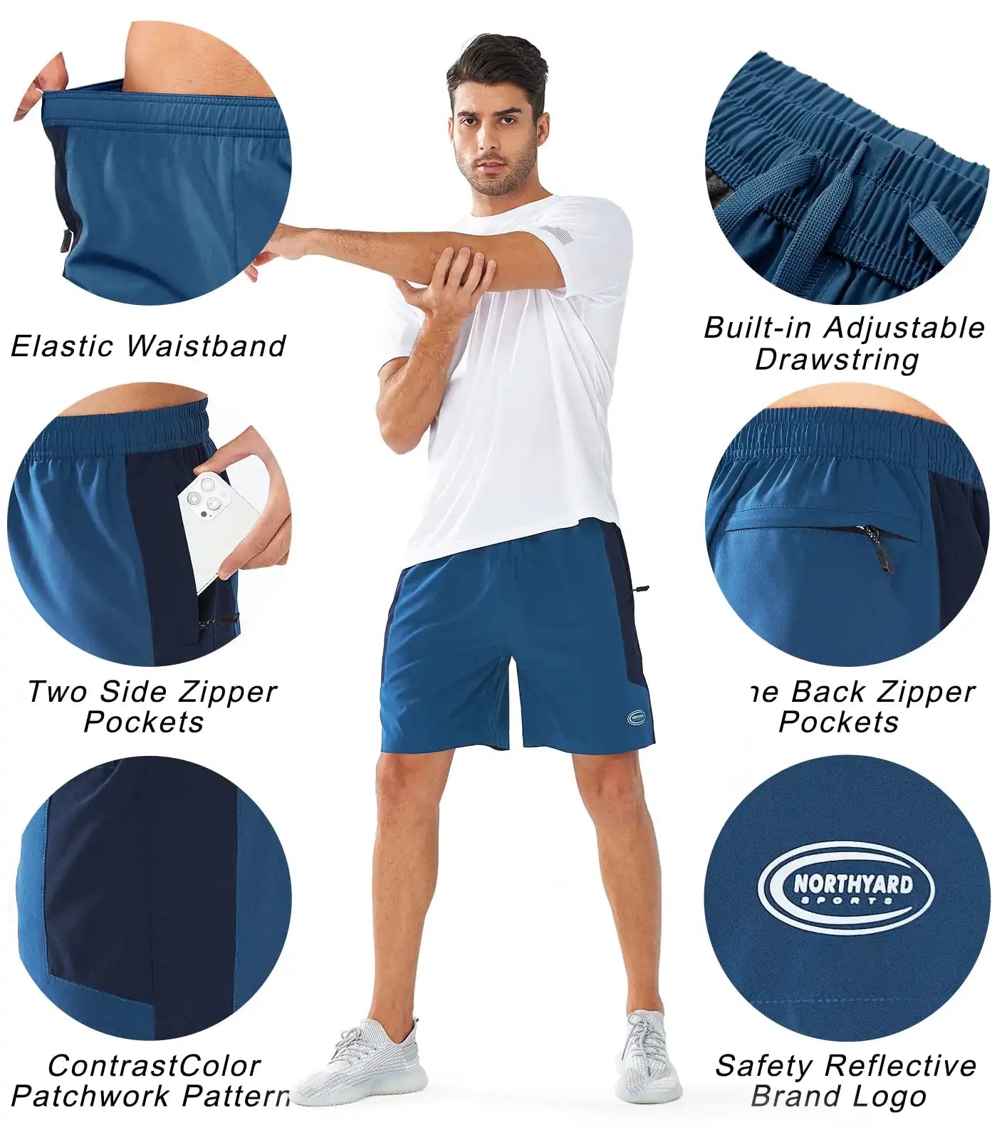 Men's 7" Athletic Shorts Zip Pockets Features