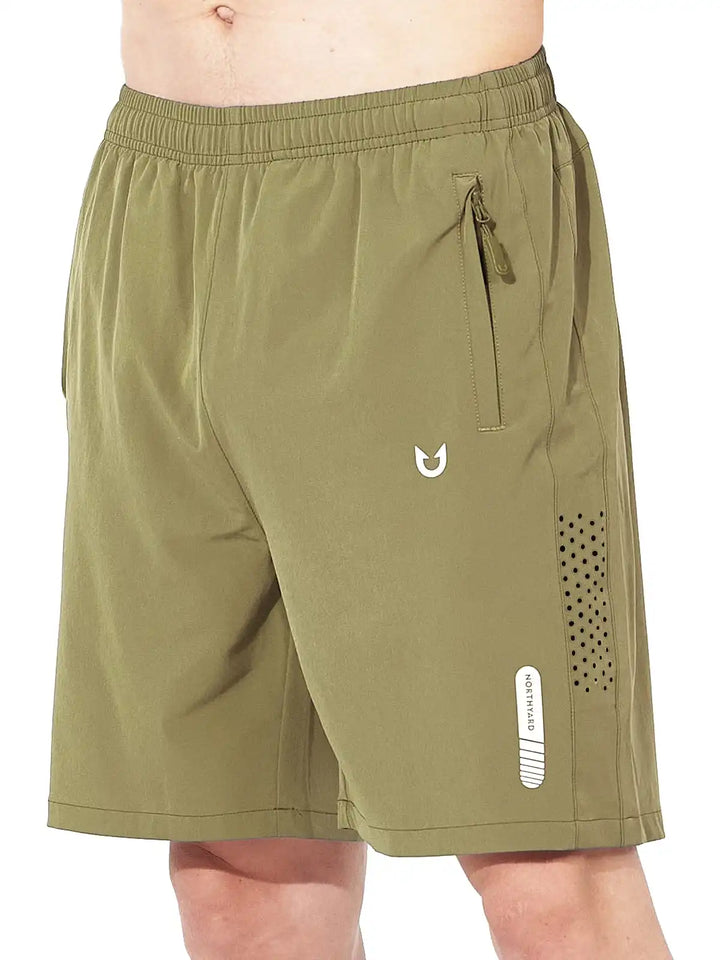 Men's Khaki 7-Inch Inseam Shorts with Zipper Pockets